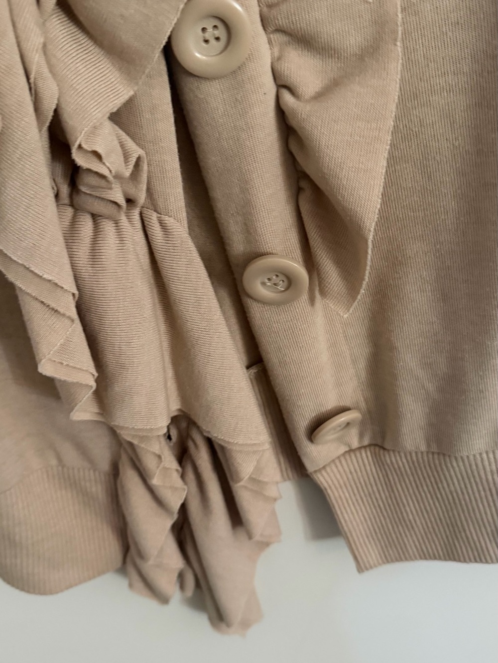 Boston Proper Blush Ruffle-Front Cardigan - Picture 2 of 3